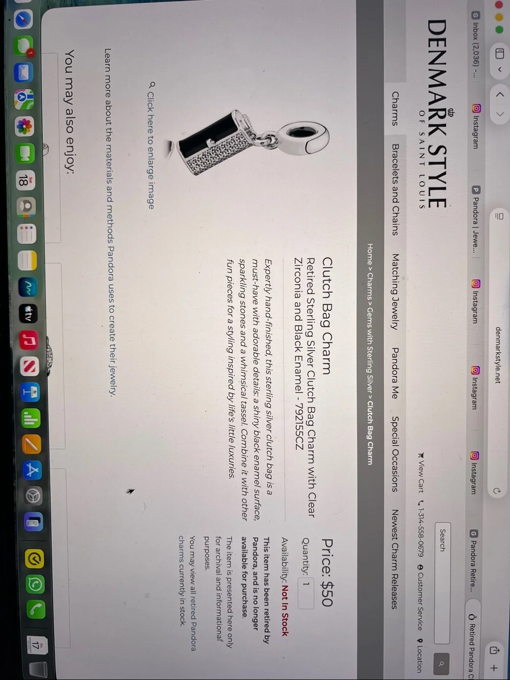 Set of 4 Pandora Charms-Trio Dangle-Sparkling Stiletto-Dazzling Dress-Clutch